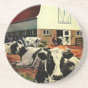Dessous De Verre En Grès Vaches laitières Holstein vintage dans l'entrepris