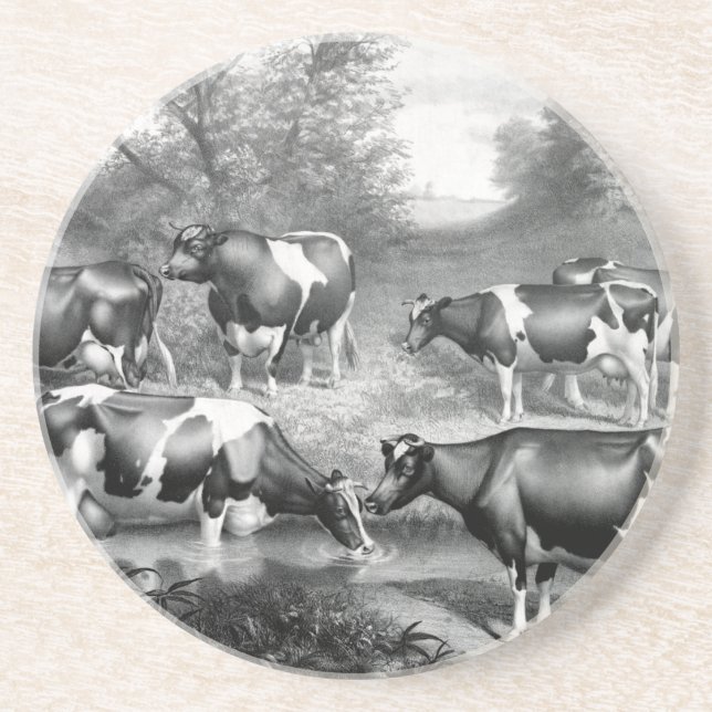 Dessous De Verre En Grès Vaches libres Holstein vaches frey (Devant)
