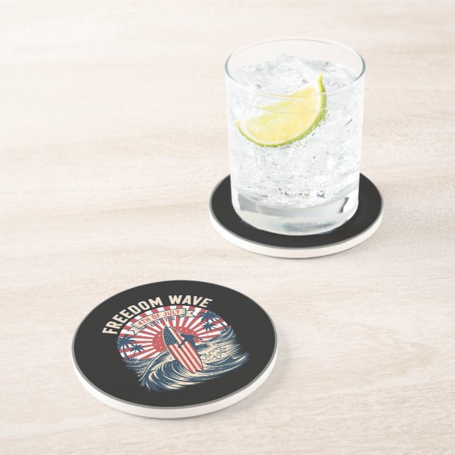 Dessous De Verre En Grès Vague de liberté 4 juillet (Côté)