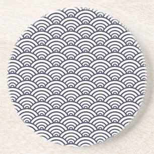 Dessous De Verre En Grès Vagues bleues japonaises Seigaiha Mer