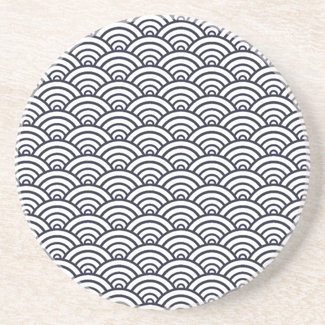 Dessous De Verre En Grès Vagues bleues japonaises Seigaiha Mer (Devant)