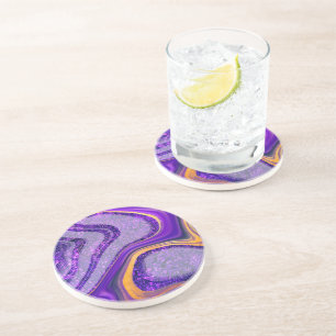 Dessous De Verre En Grès Vagues d'Améthyste