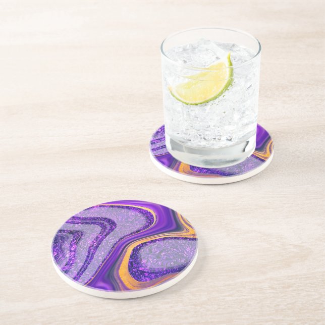 Dessous De Verre En Grès Vagues d'Améthyste (Côté)