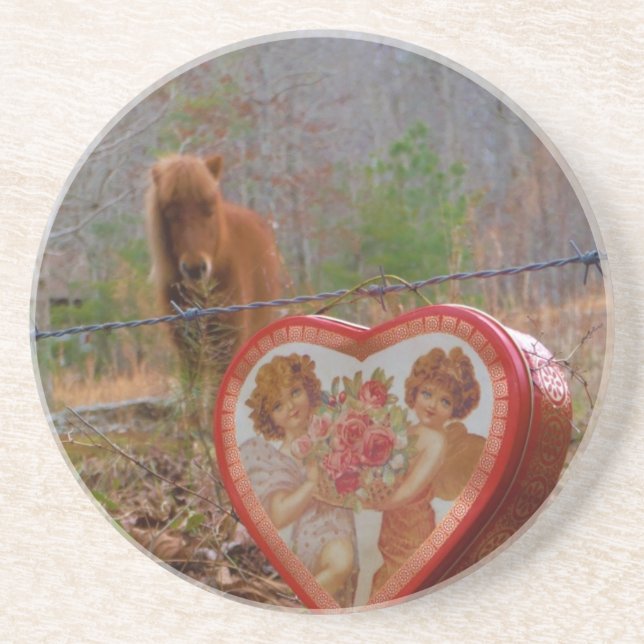 Dessous De Verre En Grès Valentine Heart Miniature Brown Horse (Devant)