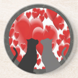Dessous De Verre En Grès Valentine Kitties