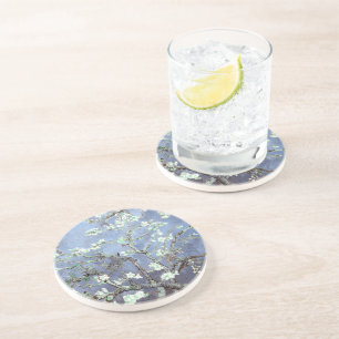 Dessous De Verre En Grès Van Gogh Almond Blossoms en acier bleu