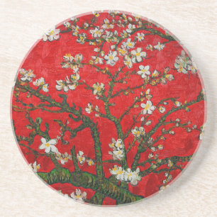 Dessous De Verre En Grès Van Gogh Almond Blossoms Rouge