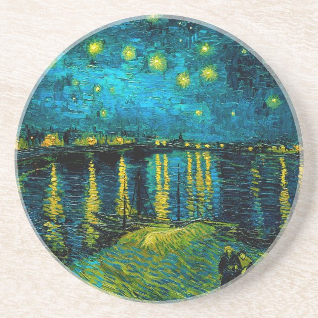 Dessous De Verre En Grès Van Gogh Nuit étoilée sur le Rhône (Devant)