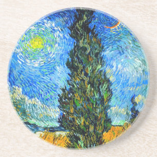 Dessous De Verre En Grès Van Gogh Road avec Cypress et Star