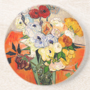 Dessous De Verre En Grès Van Gogh Roses and Anemones