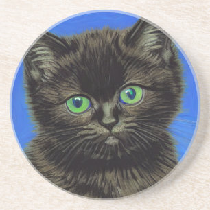 Dessous De Verre En Grès Van Gogh Style Kitten noir