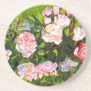 Dessous De Verre En Grès Van Gogh Vie morte avec des roses roses roses