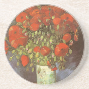 Dessous De Verre En Grès Vase aux Coquelicots Rouges par Vincent van Gogh