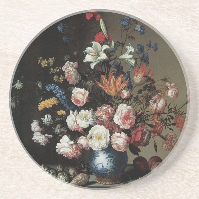 Dessous De Verre En Grès Vase de fleurs près d'une fenêtre, Balthasar van d (Devant)