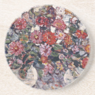 Dessous De Verre En Grès Vase de fleurs, Zinnias de Maurice Prendergast
