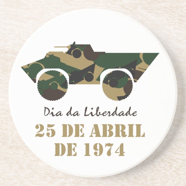 Dessous De Verre En Grès Véhicule militaire symbole de la Révolution du 25  (Devant)