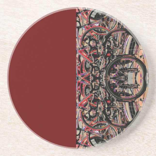 Dessous De Verre En Grès Vélos Abstraits (Devant)