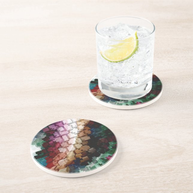 Dessous De Verre En Grès Vent foncé centré sur le cube (Côté)