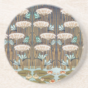 Dessous De Verre En Grès Verneuil Dragonfly Water Lily Art Nouveau : Vintag