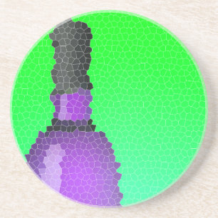 Dessous De Verre En Grès verre à vin et bouteille : vitrail