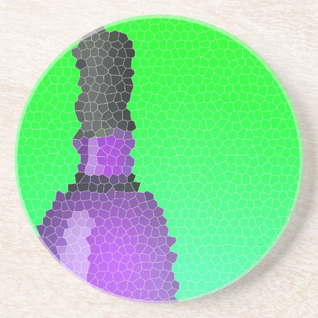 Dessous De Verre En Grès verre à vin et bouteille : vitrail (Devant)