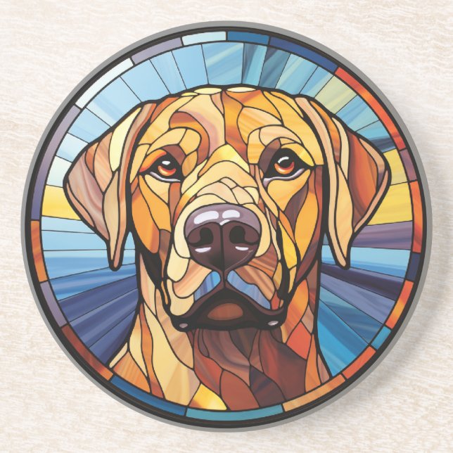 Dessous De Verre En Grès Verre doux Golden Labrador Chien (Devant)