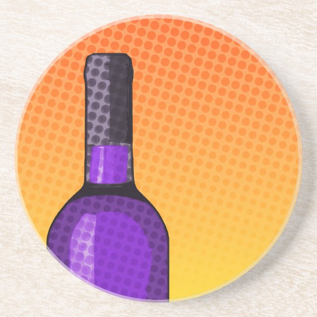 Dessous De Verre En Grès verre et bouteille de vin comiques tramés (Devant)