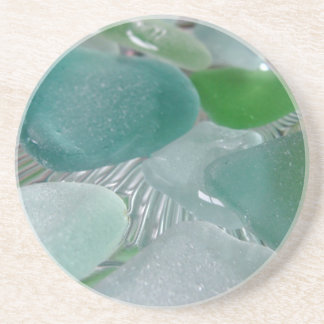 Dessous De Verre En Grès Verre vert de mer verte de vibrations