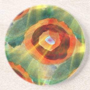 Dessous De Verre En Grès vert de l'eau d'abrégé sur texture d'art, orange