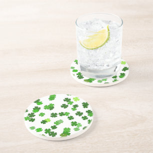 Dessous De Verre En Grès Vert émeraude «Trèfles qui tombent»