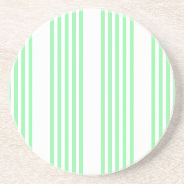 Dessous De Verre En Grès Vert et blanc cinq bandes motif (Devant)