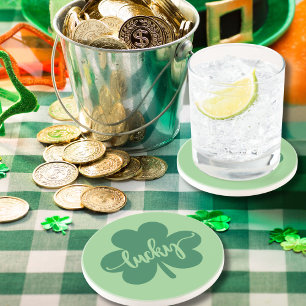 Dessous De Verre En Grès Vert Lucky Clover St Patrick Day rond