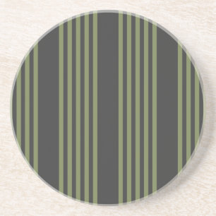 Dessous De Verre En Grès Vert olive et charbon de bois cinq bandes motif