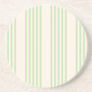 Dessous De Verre En Grès Vert pâle et beige cinq rayures motif