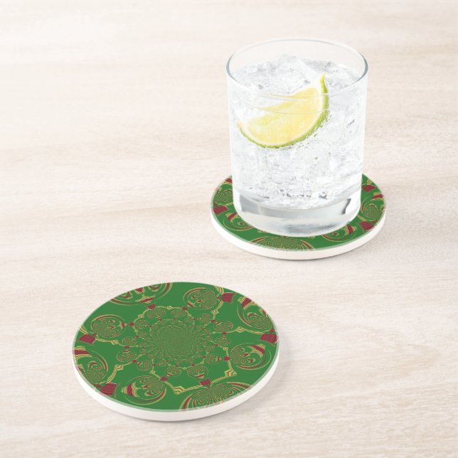 Dessous De Verre En Grès Vert vintage (Côté)