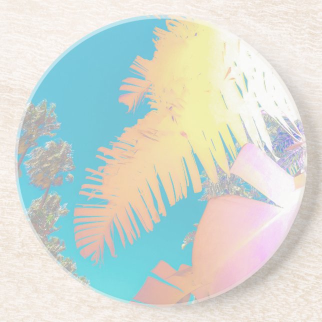 Dessous De Verre En Grès Vibes positives Palmiers tropicaux (Devant)