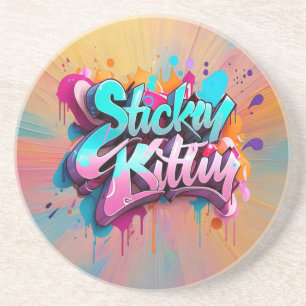 Dessous De Verre En Grès "Vibes urbaines joueuses"