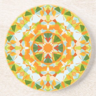 Dessous De Verre En Grès Vibrant Orange Vert Étoile Boho Maximaliste