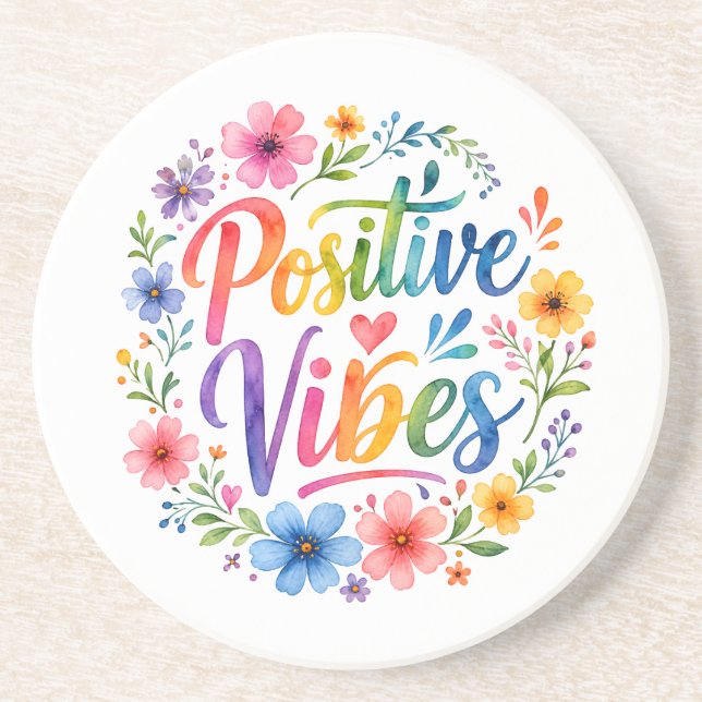 Dessous De Verre En Grès Vibrations Positives (Devant)