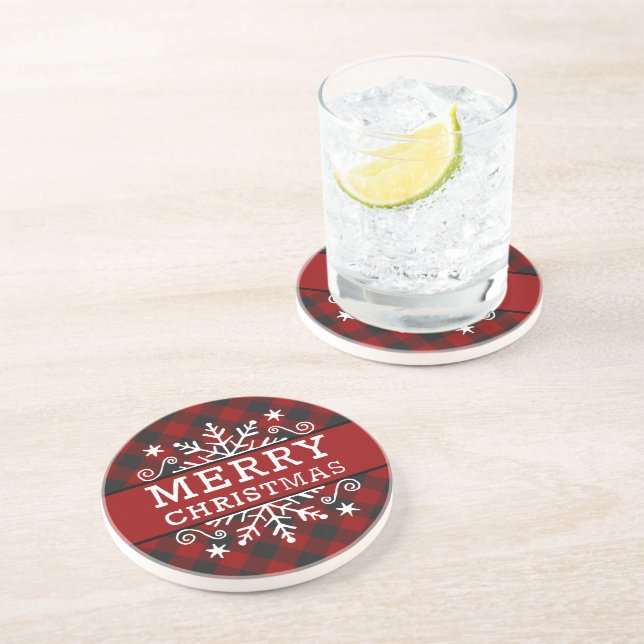 Dessous De Verre En Grès Vichy Joyeux Noël flocon de neige  (Côté)