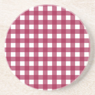 Dessous De Verre En Grès Vichy Rouge Cerise