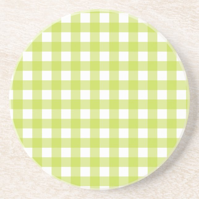 Dessous De Verre En Grès Vichy Vert pomme (Devant)