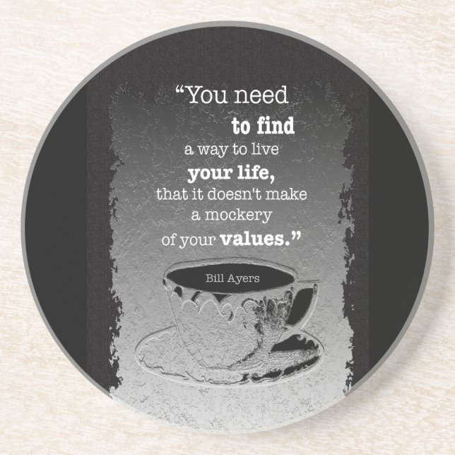 Dessous De Verre En Grès Vie et valeurs, Existentialisme illustré citation (Devant)