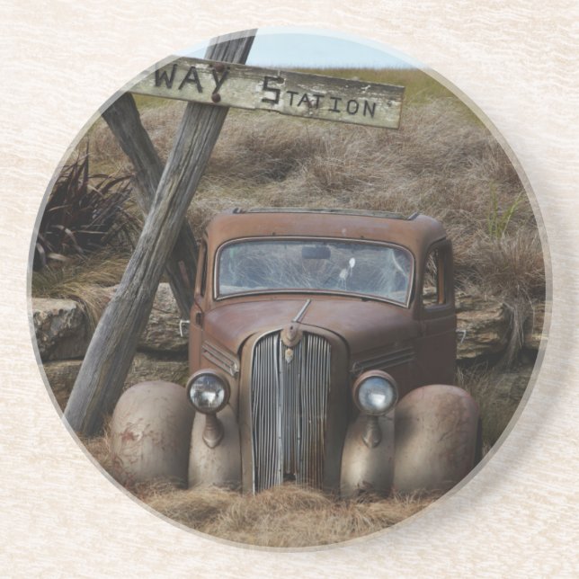 Dessous De Verre En Grès Vieille voiture (Devant)