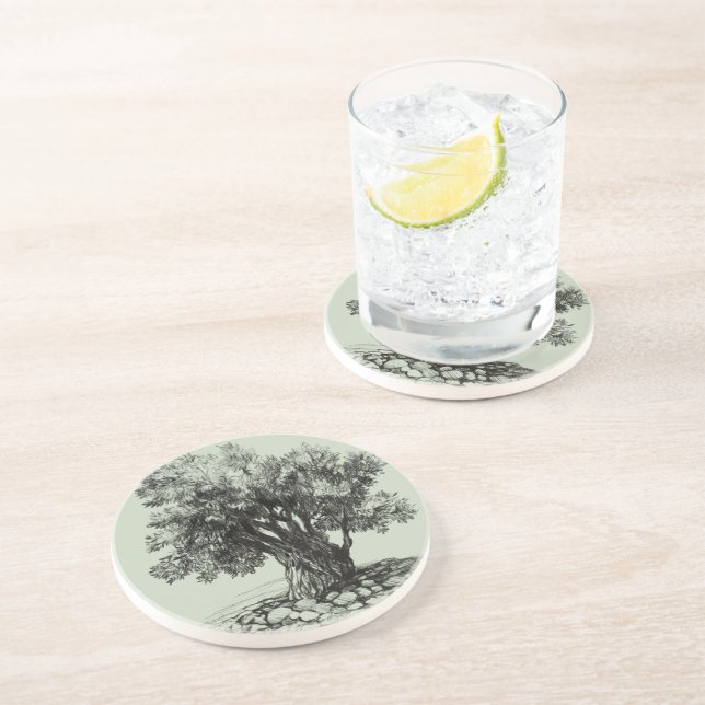 Dessous De Verre En Grès Vieux olivier (Côté)
