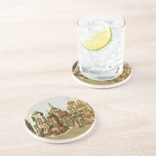 Dessous De Verre En Grès Ville de fantasy futuriste Art de la skyline de sc