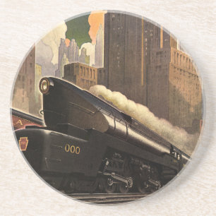 Dessous De Verre En Grès Ville de style ancien, train duplex T1 sur les voi