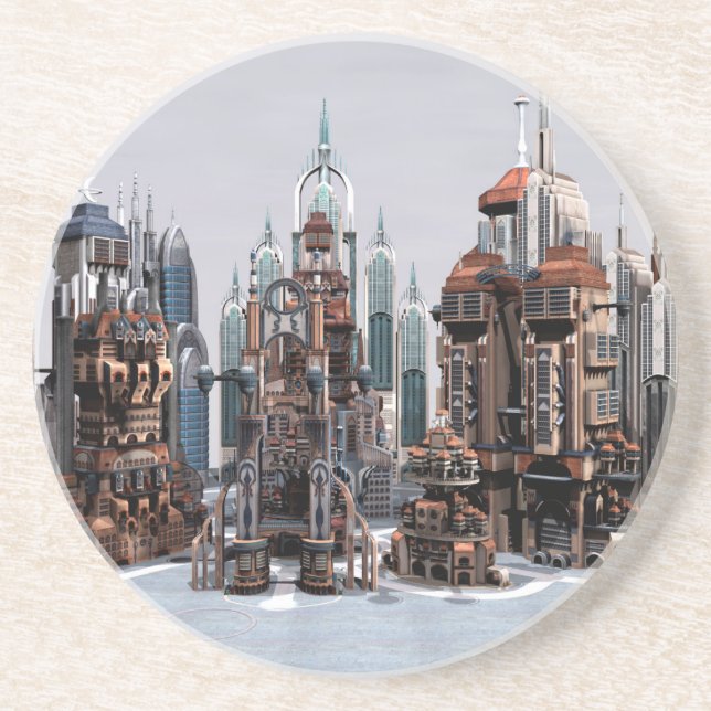 Dessous De Verre En Grès Ville futuriste (Devant)
