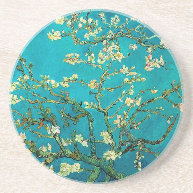 Dessous De Verre En Grès Vincent Van Gogh Blossoming Almond Tree Floral Art (Devant)