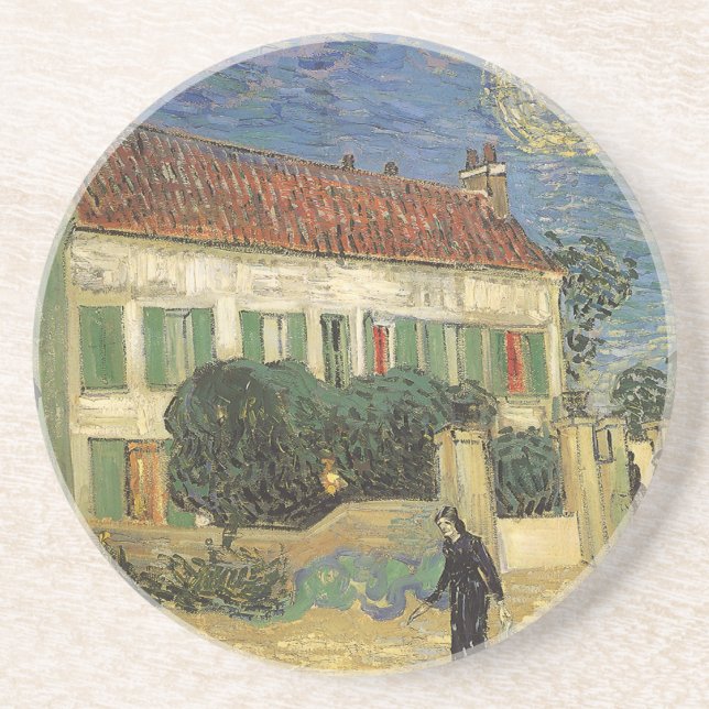 Dessous De Verre En Grès Vincent van Gogh - Maison Blanche à la nuit (Devant)